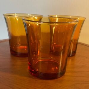 Vintage Duralex Amber 4 oz Glassware 3” - Set of 3 - Made in France